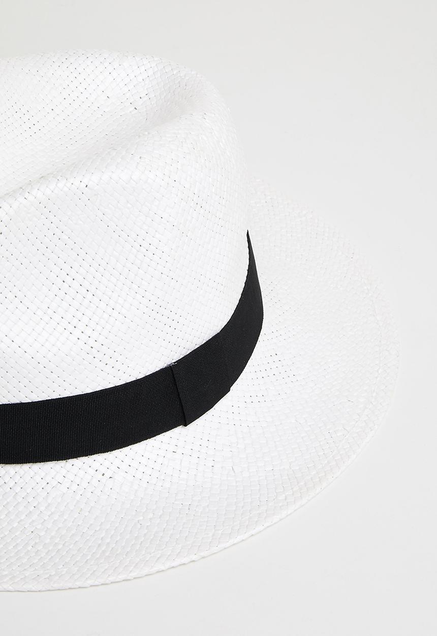 Superbalist - Black trim panama hat - white