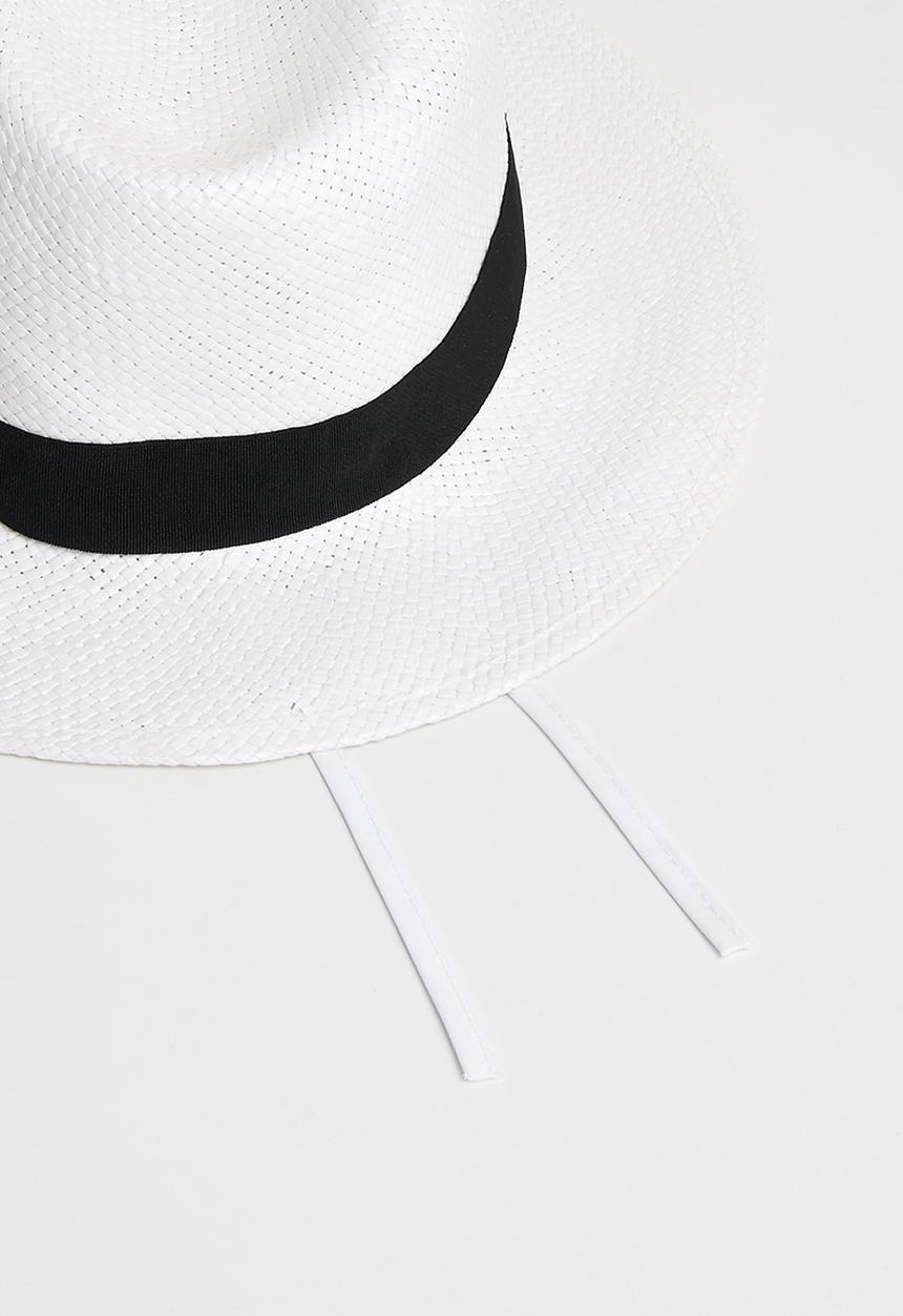 Superbalist - Black trim panama hat - white