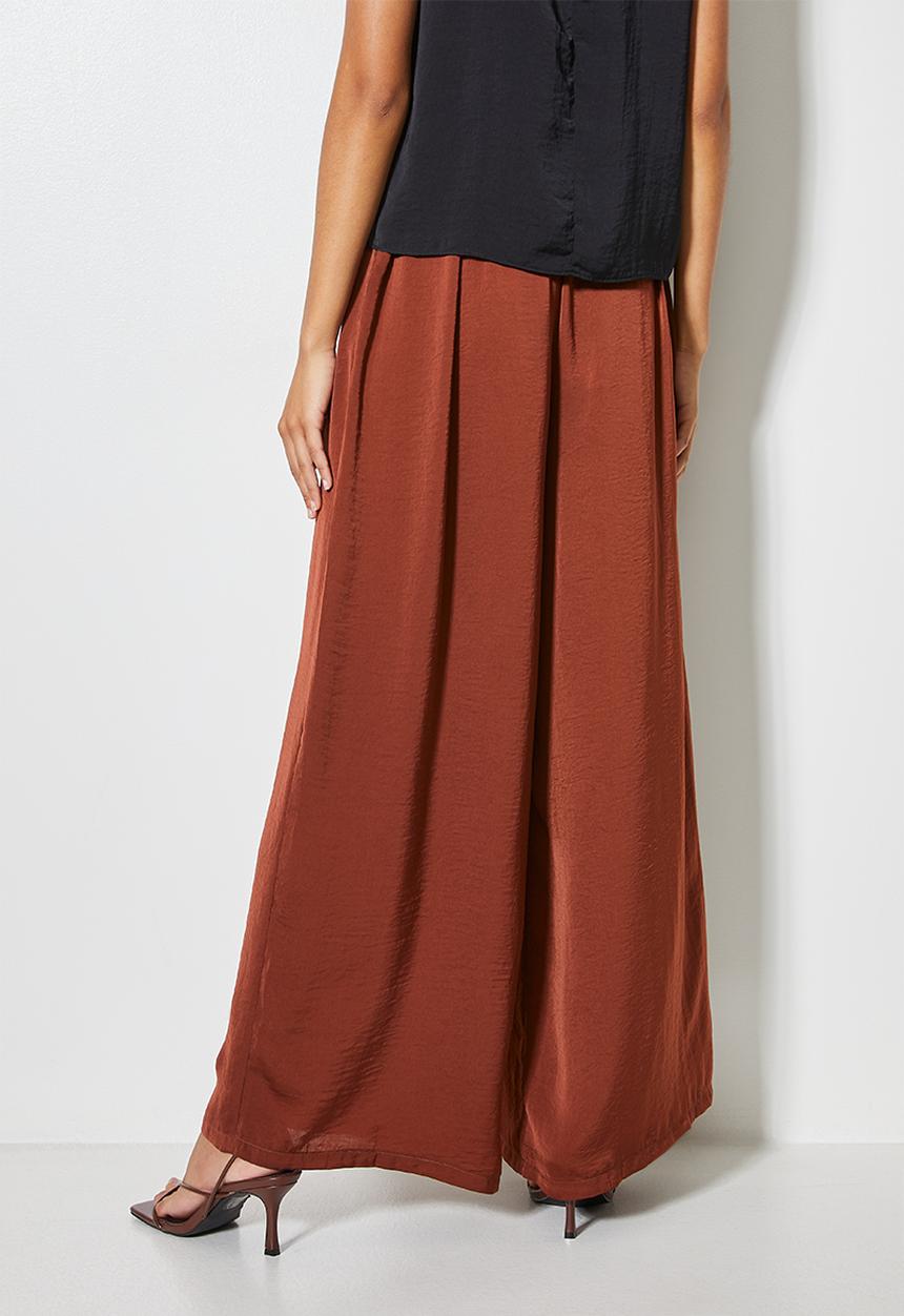 VELVET - Wide leg pull on palazzo - brick 