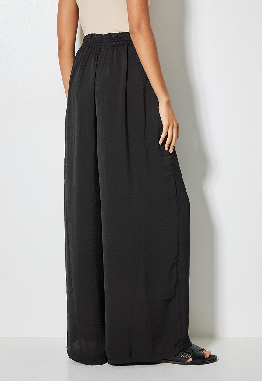VELVET - Wide leg pull on palazzo - black 