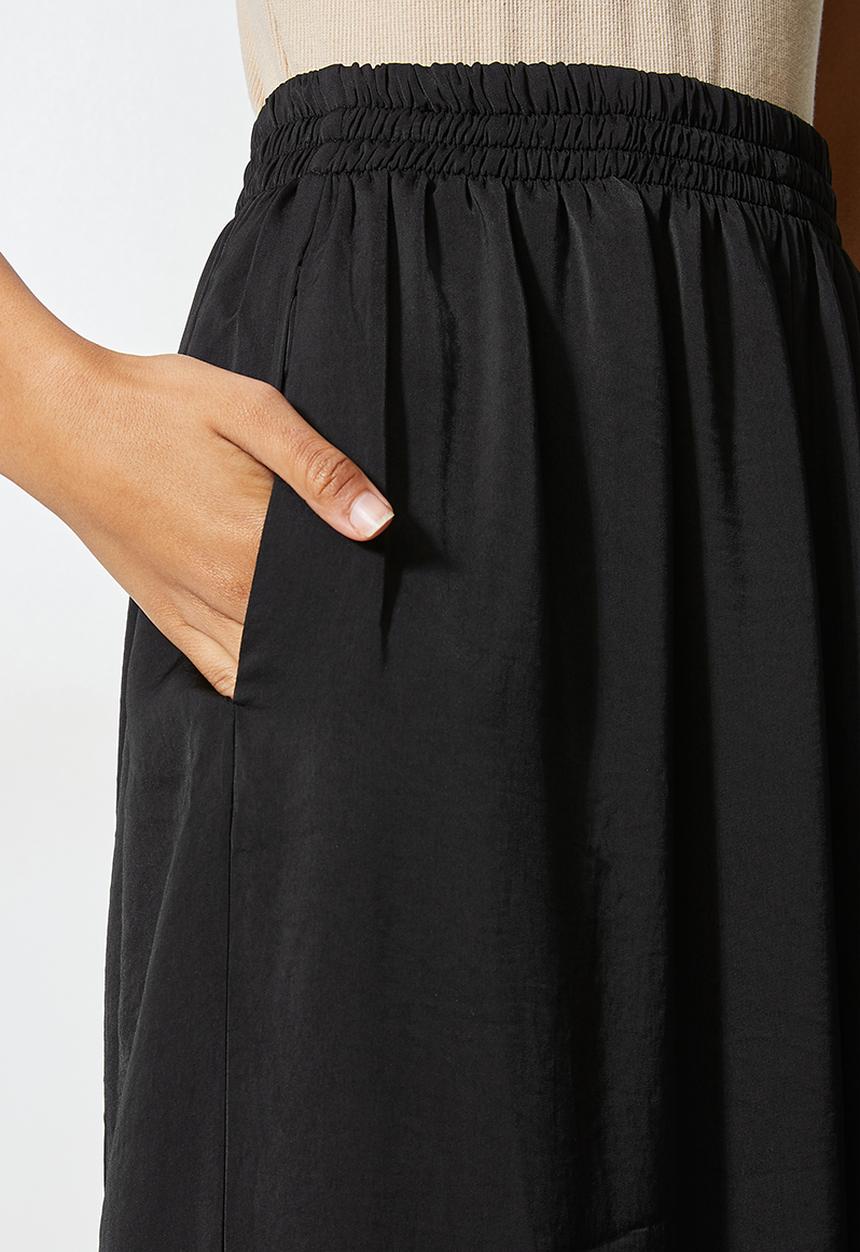 VELVET - Wide leg pull on palazzo - black 