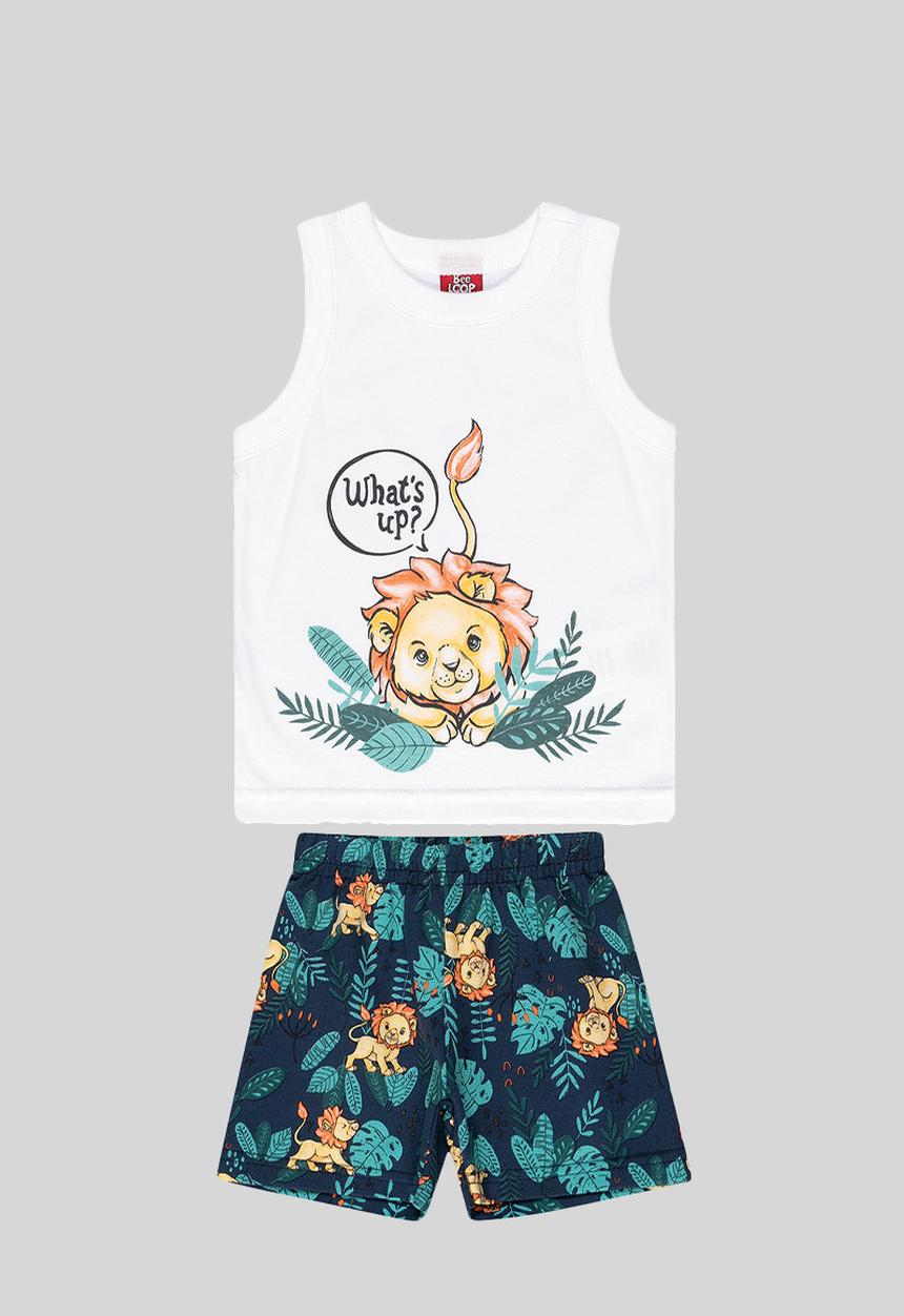 Bee Loop - Baby boys printed tank top & shorts set - white & blue 