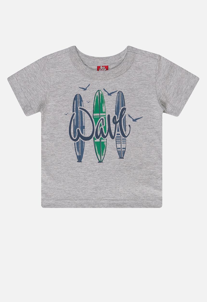 Bee Loop - Baby boys wave tee & shorts set - grey & blue 