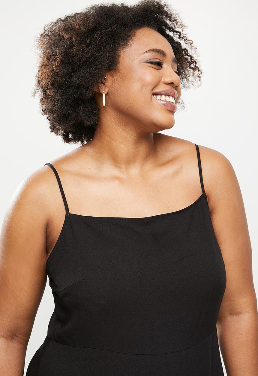Cotton On - Curve woven hannah strappy mini dress - black
