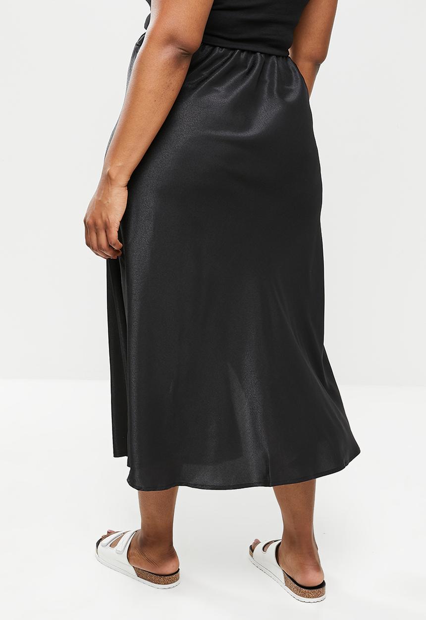 Cotton On - Curve side split midi skirt - black