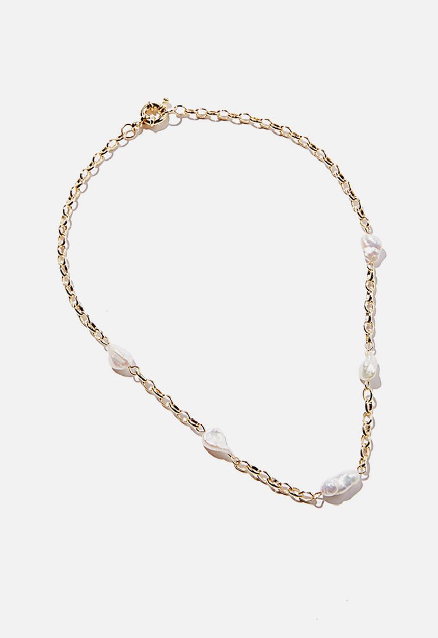 Rubi - Premium forever necklace - gold plated oblong pearl