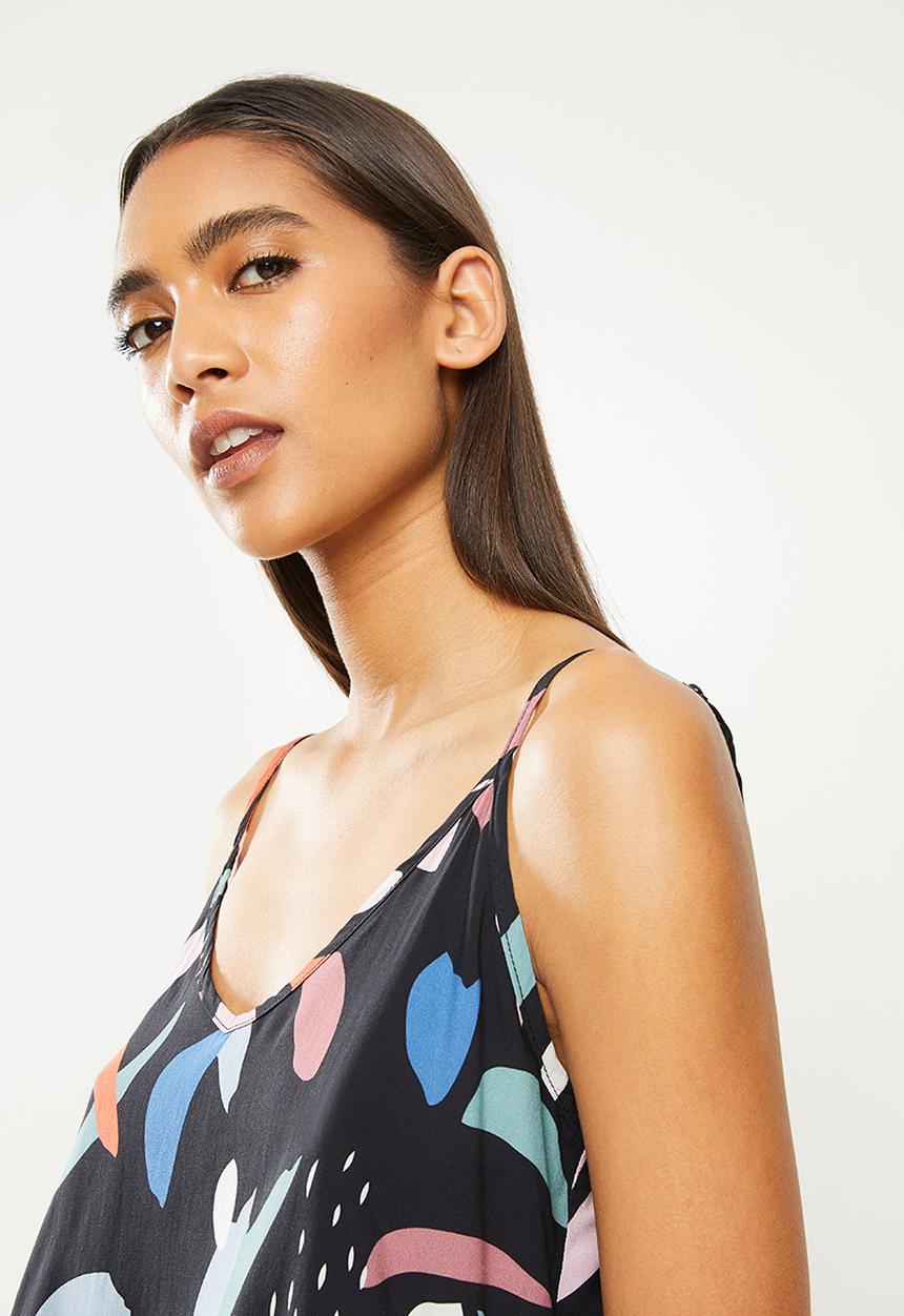 Superbalist - Sleep cami & shorts set - dark based splatter
