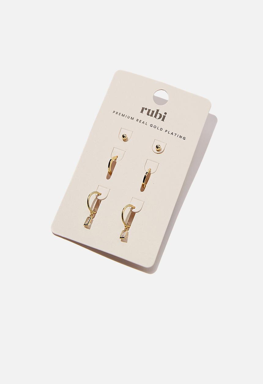 Rubi - The perfect earrings stack - gold plated diamante