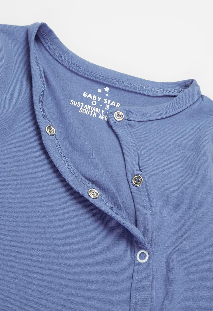 Baby Star - Snap buttons babygrow - blue