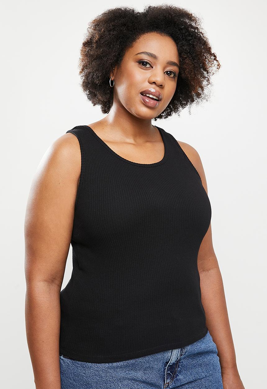 Cotton On - Curve rhianna scoop neck tank - black