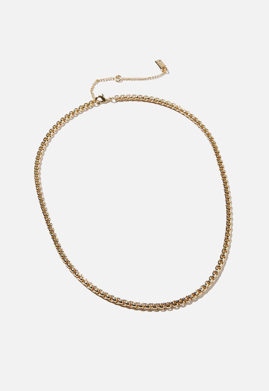 Rubi - Premium single chain necklace - gold plated half box chain