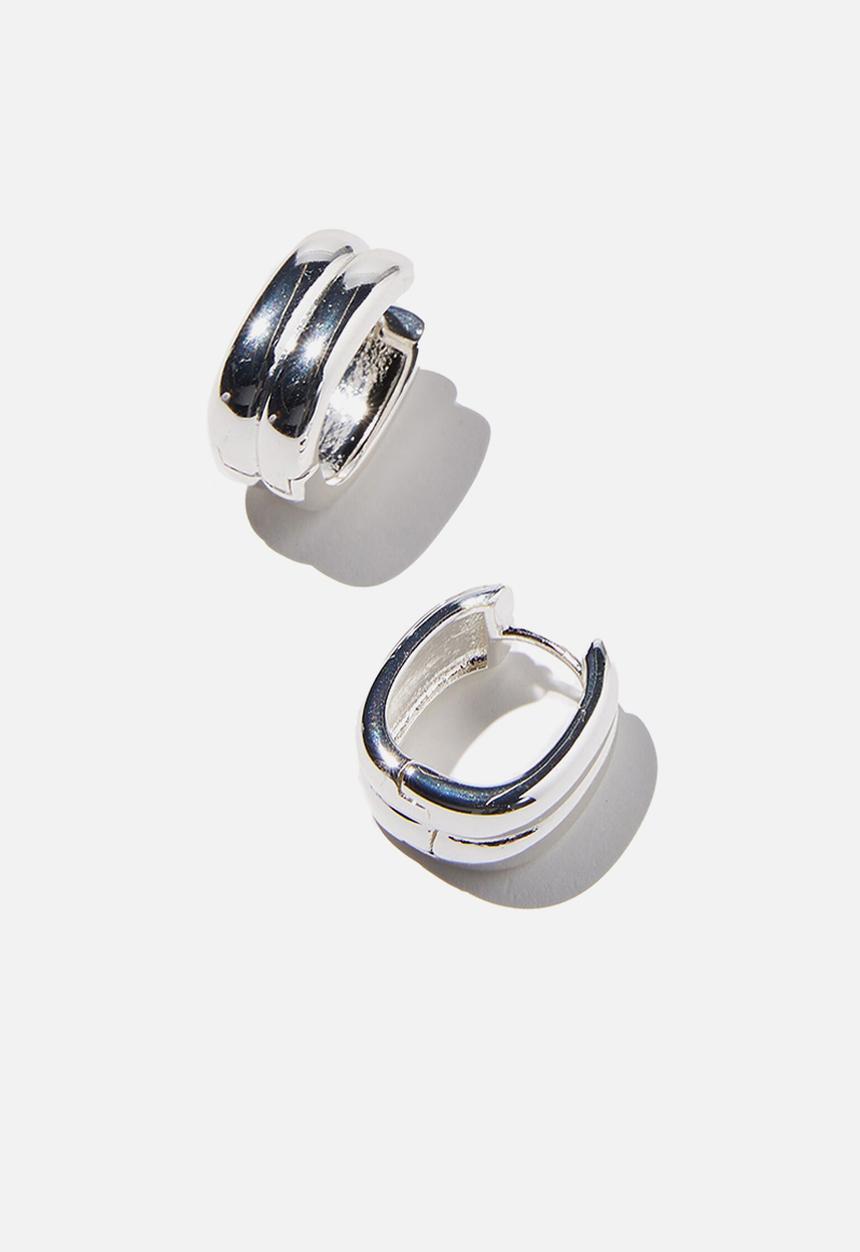 Rubi - Premium huggie hoop - sterling silver double ridge