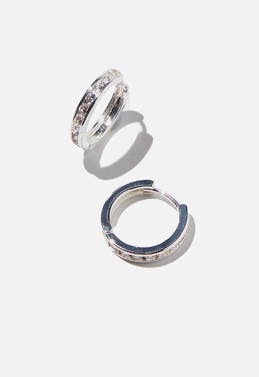 Rubi - Premium huggie hoop - sterling silver plated mid size dia