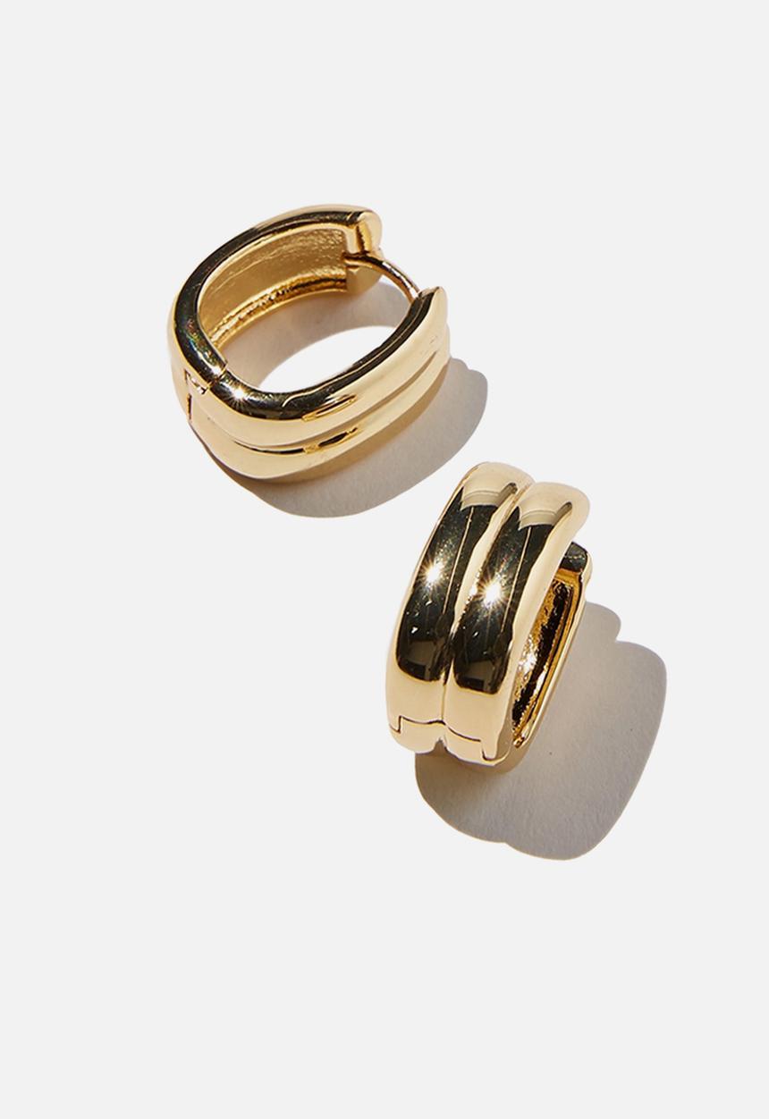 Rubi - Premium huggie hoop - gold plated double ridge