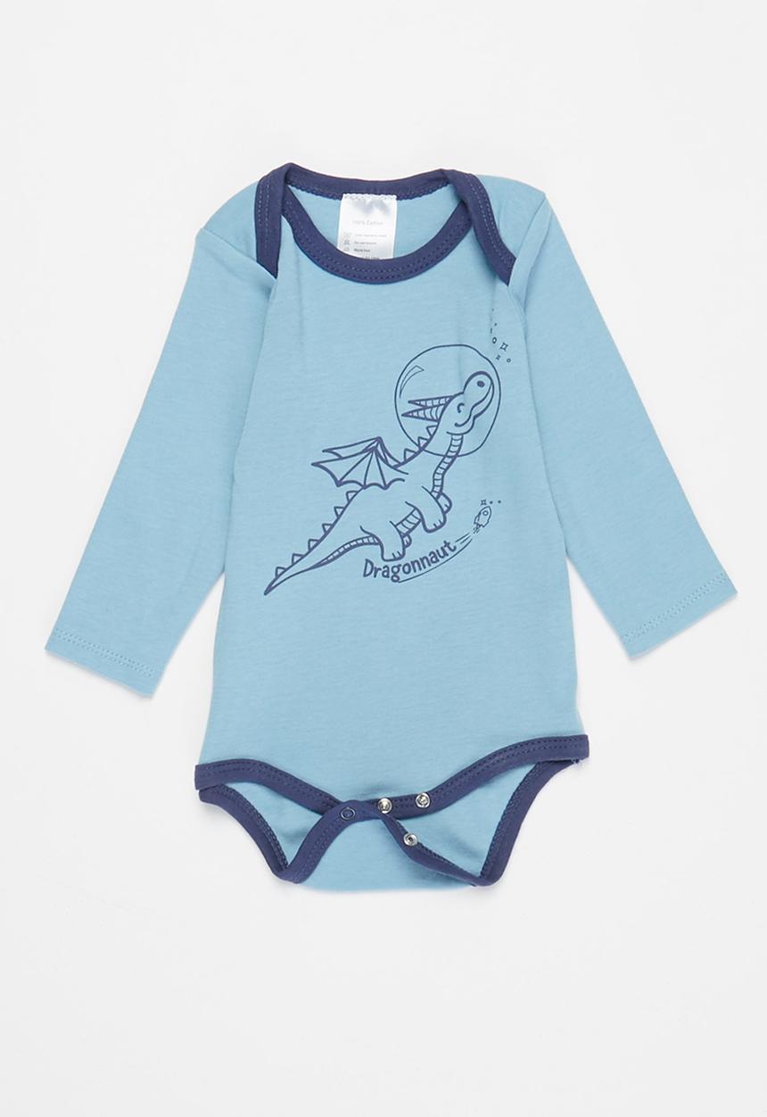 Pop Candy - Dino babygrow & pants set - blue