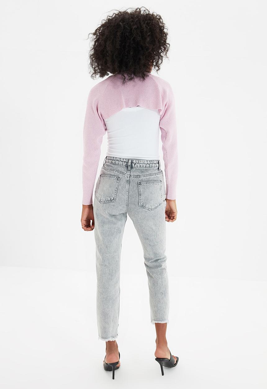 Trendyol - Ripped detailed high waist straight jeans - grey