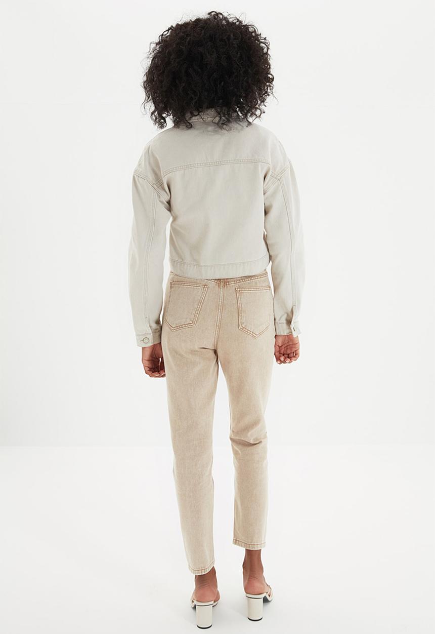 Trendyol - Crop denim jacket - beige