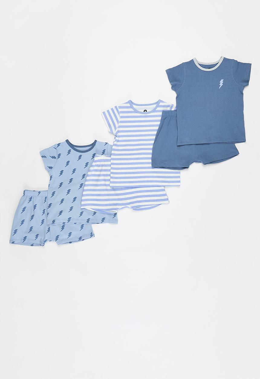 Cotton On - 3 Pack bundle Hudson short sleeve pyjama set - blue & white 