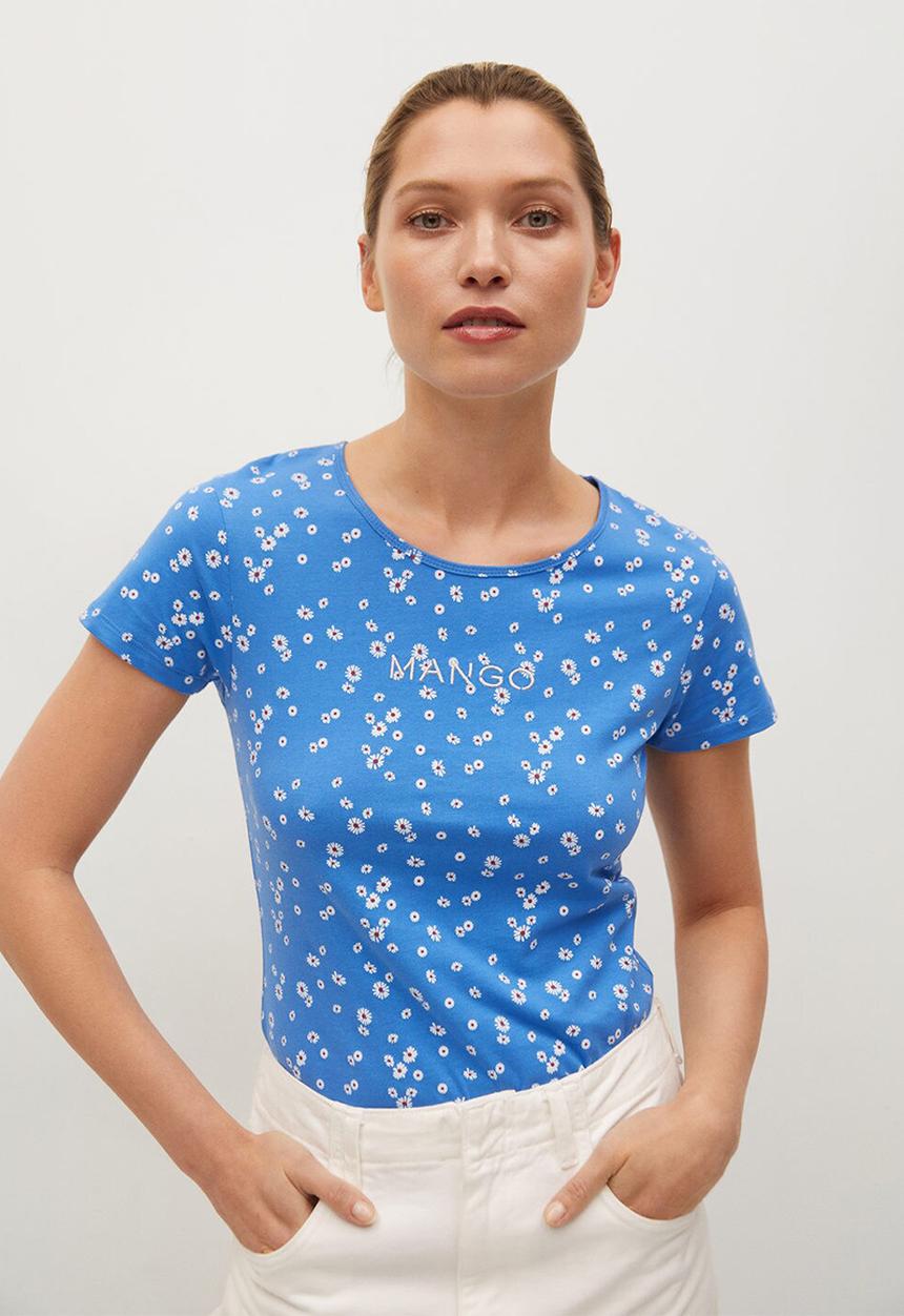 MANGO - T-shirt mangofi-h - medium blue