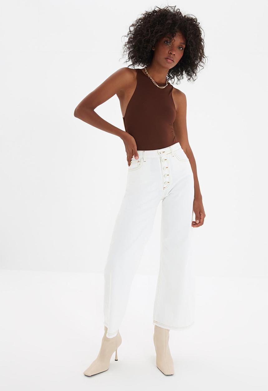 Trendyol - High waist culotte jeans - white