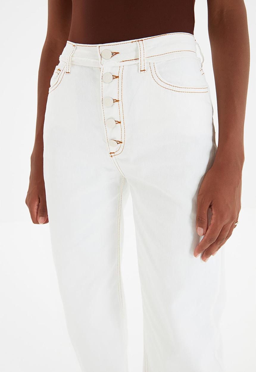 Trendyol - High waist culotte jeans - white