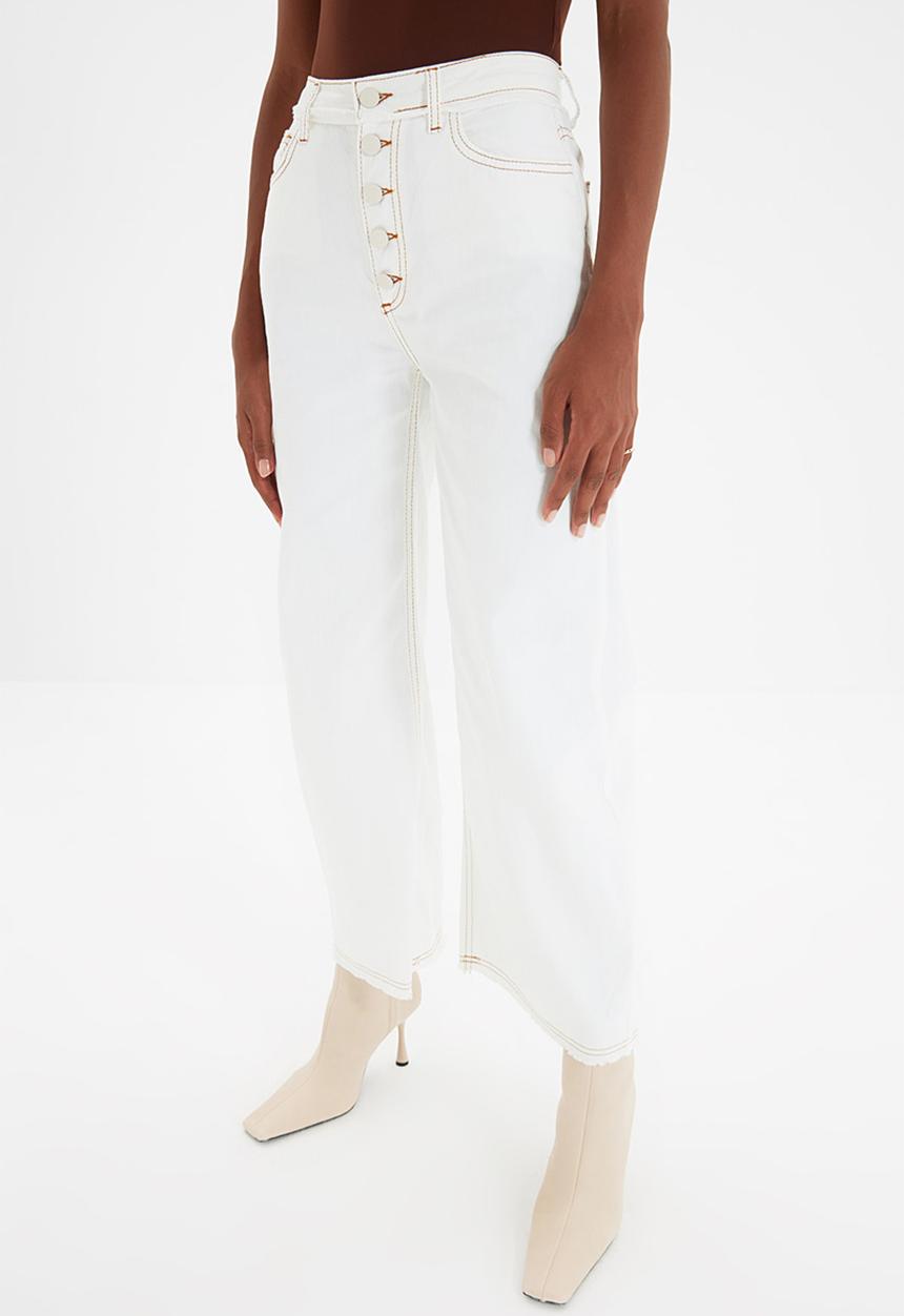 Trendyol - High waist culotte jeans - white