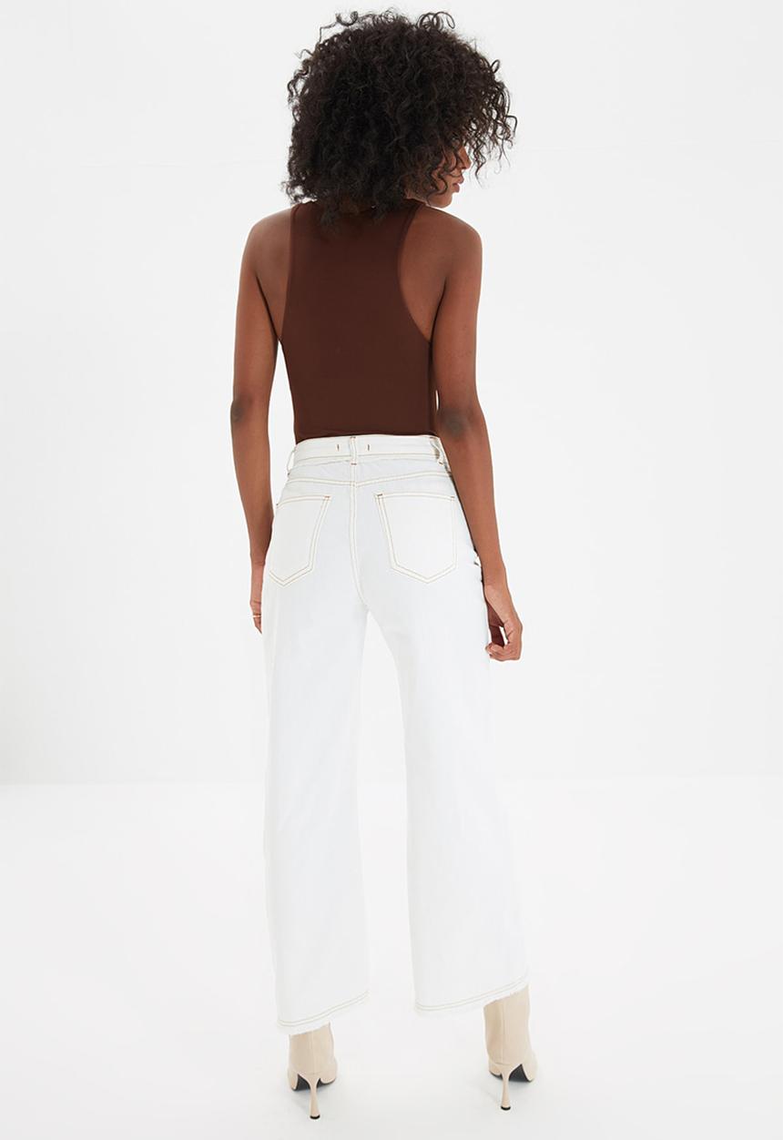 Trendyol - High waist culotte jeans - white