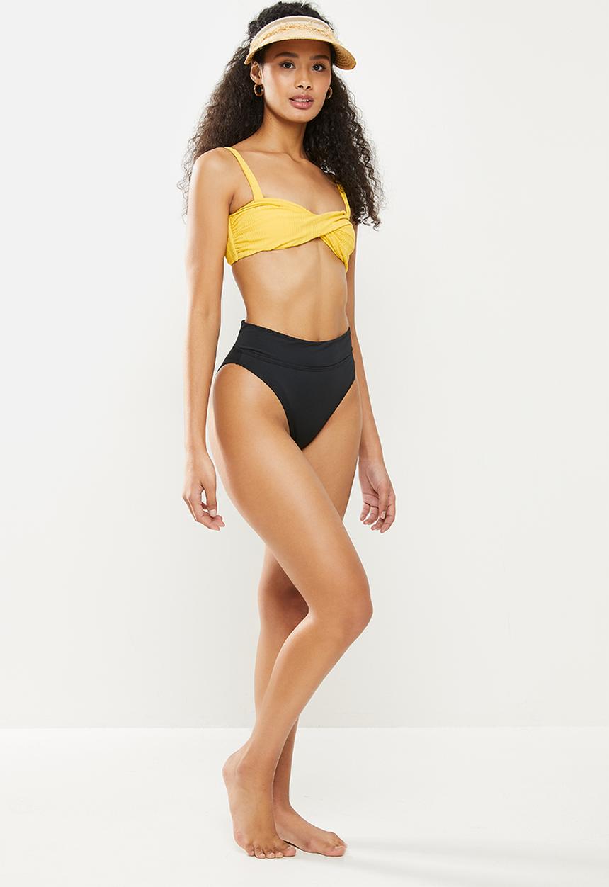 Cotton On - High waisted cheeky bikini bottom - black