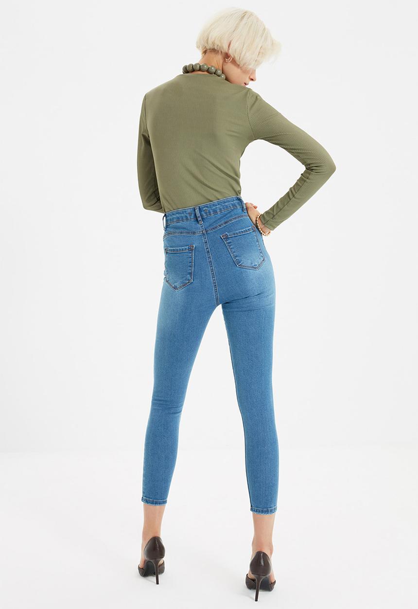 Trendyol - Ripped high waist skinny jeans - blue