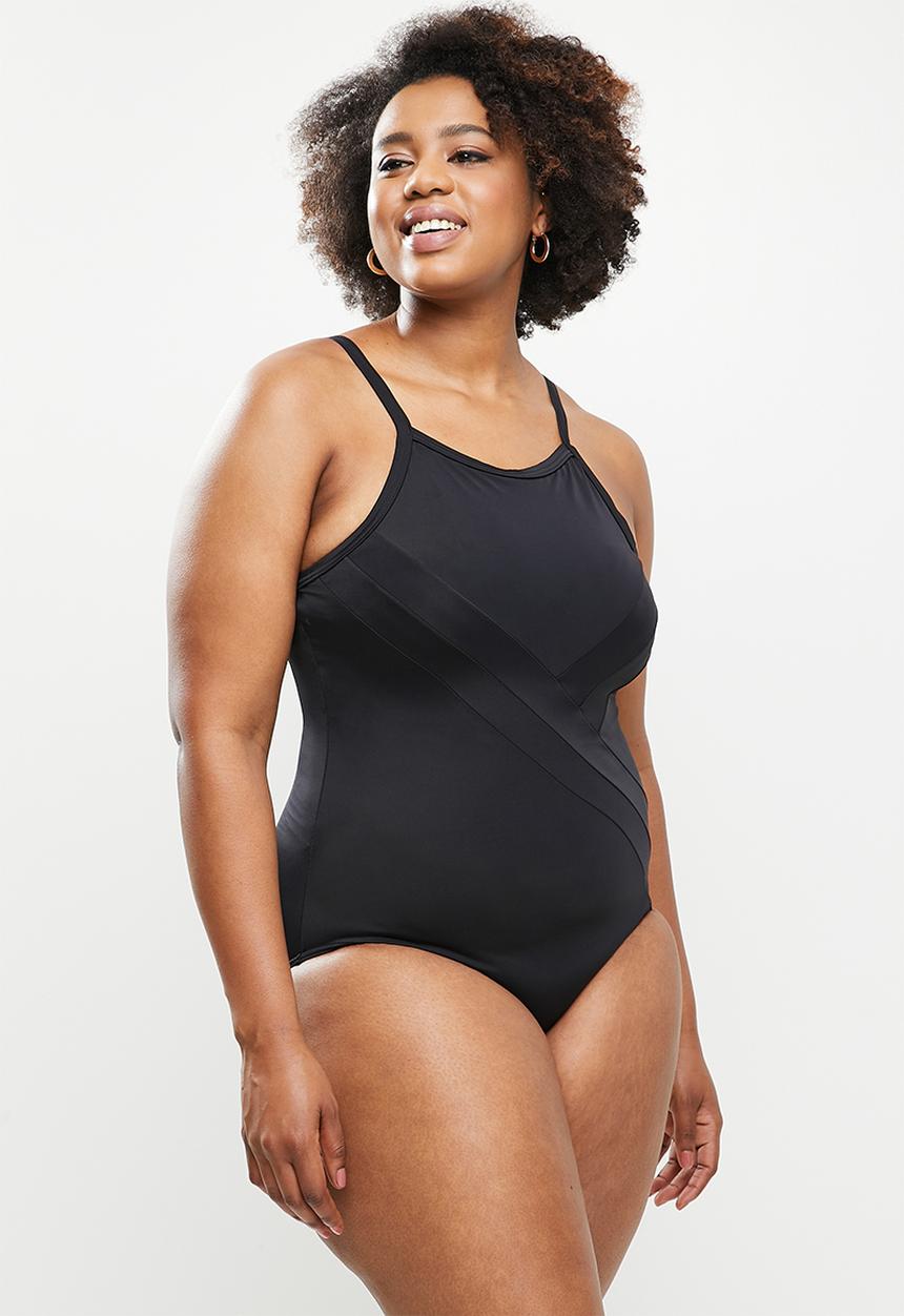 Jacqueline - Highneck slash one piece - black