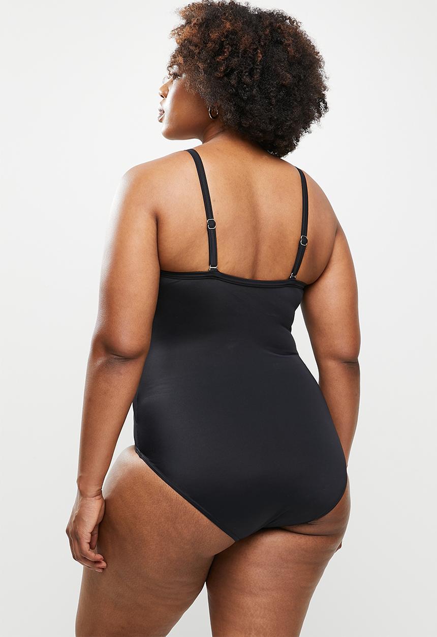 Jacqueline - Highneck slash one piece - black