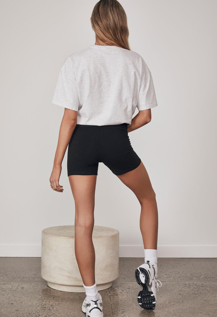 Factorie - Cheeky high waisted printed bike short - black