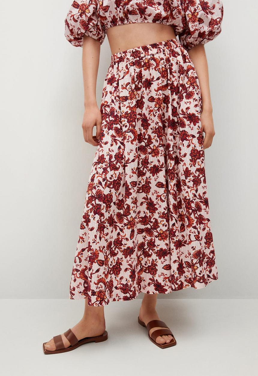 MANGO - Skirt coquet - neutral & red