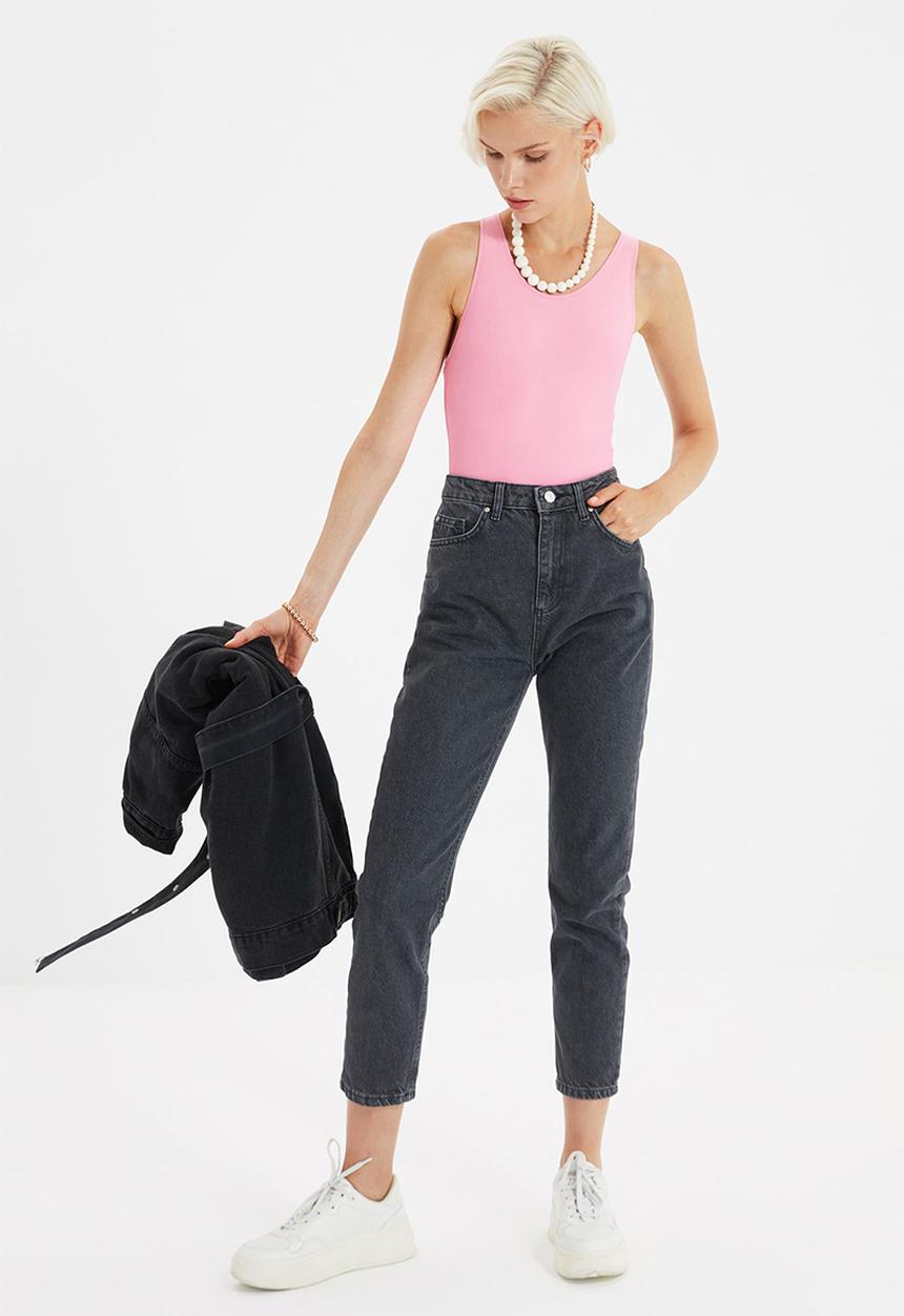 Trendyol - High waist mom jeans - black