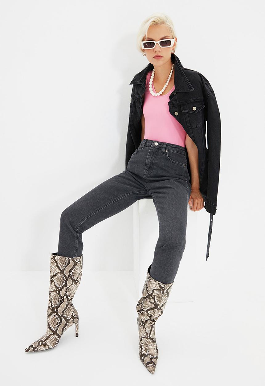 Trendyol - High waist mom jeans - black