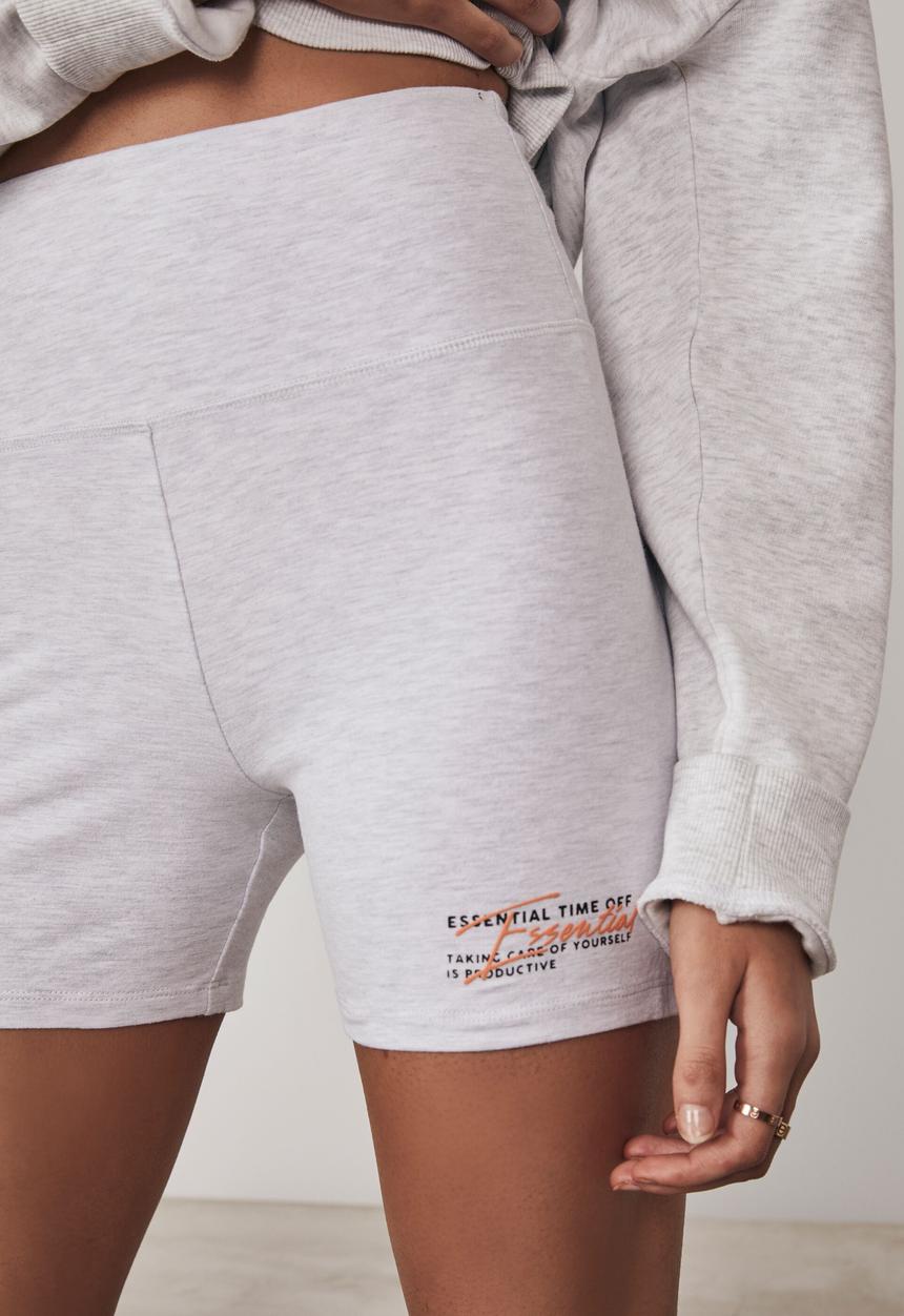 Factorie - Cheeky high waisted printed bike short  - silver marle/ essential
