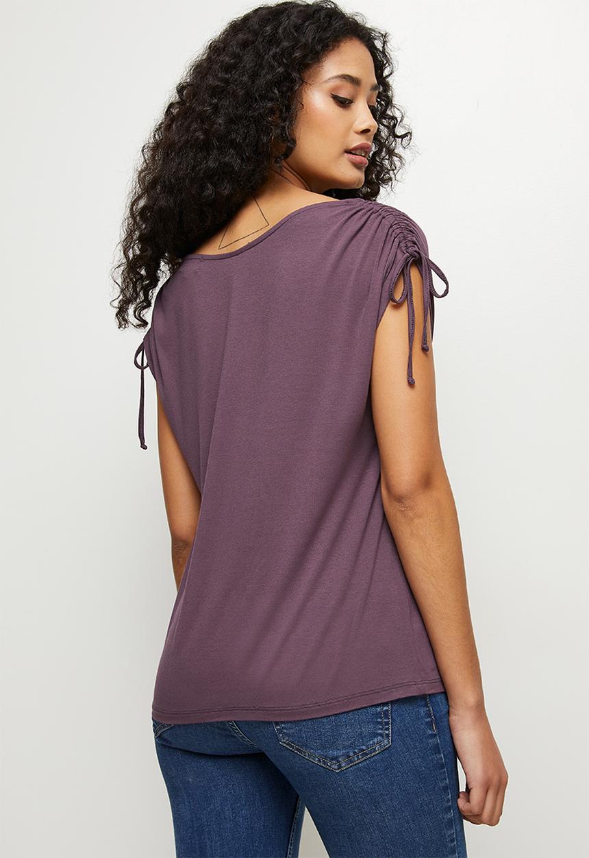 edit - Drawcord viscose tee - aubergine