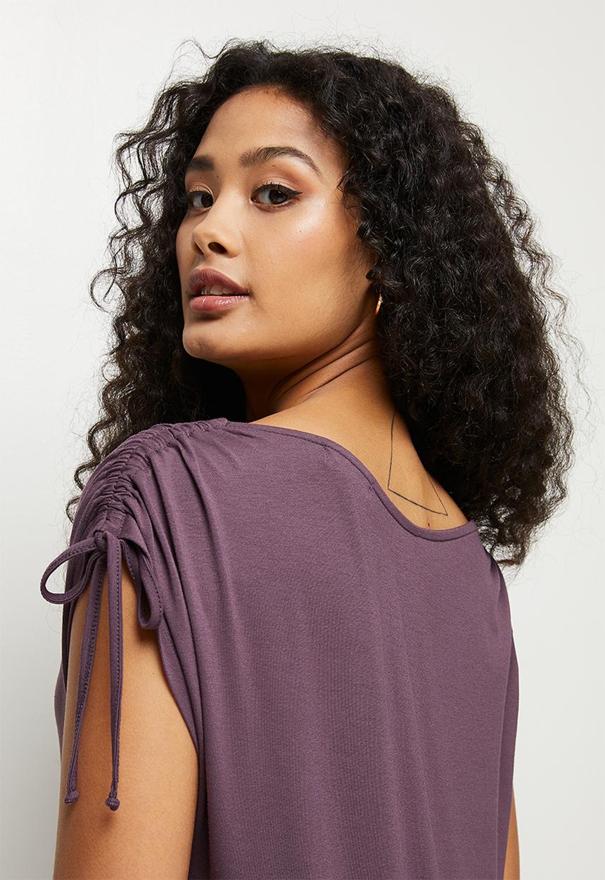 edit - Drawcord viscose tee - aubergine