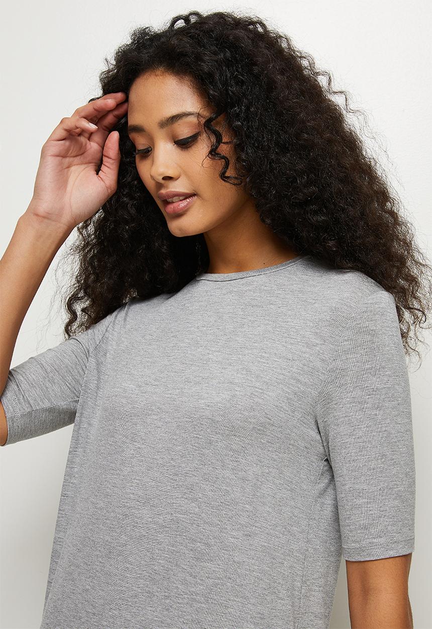 edit - Longline deep slit tee - grey