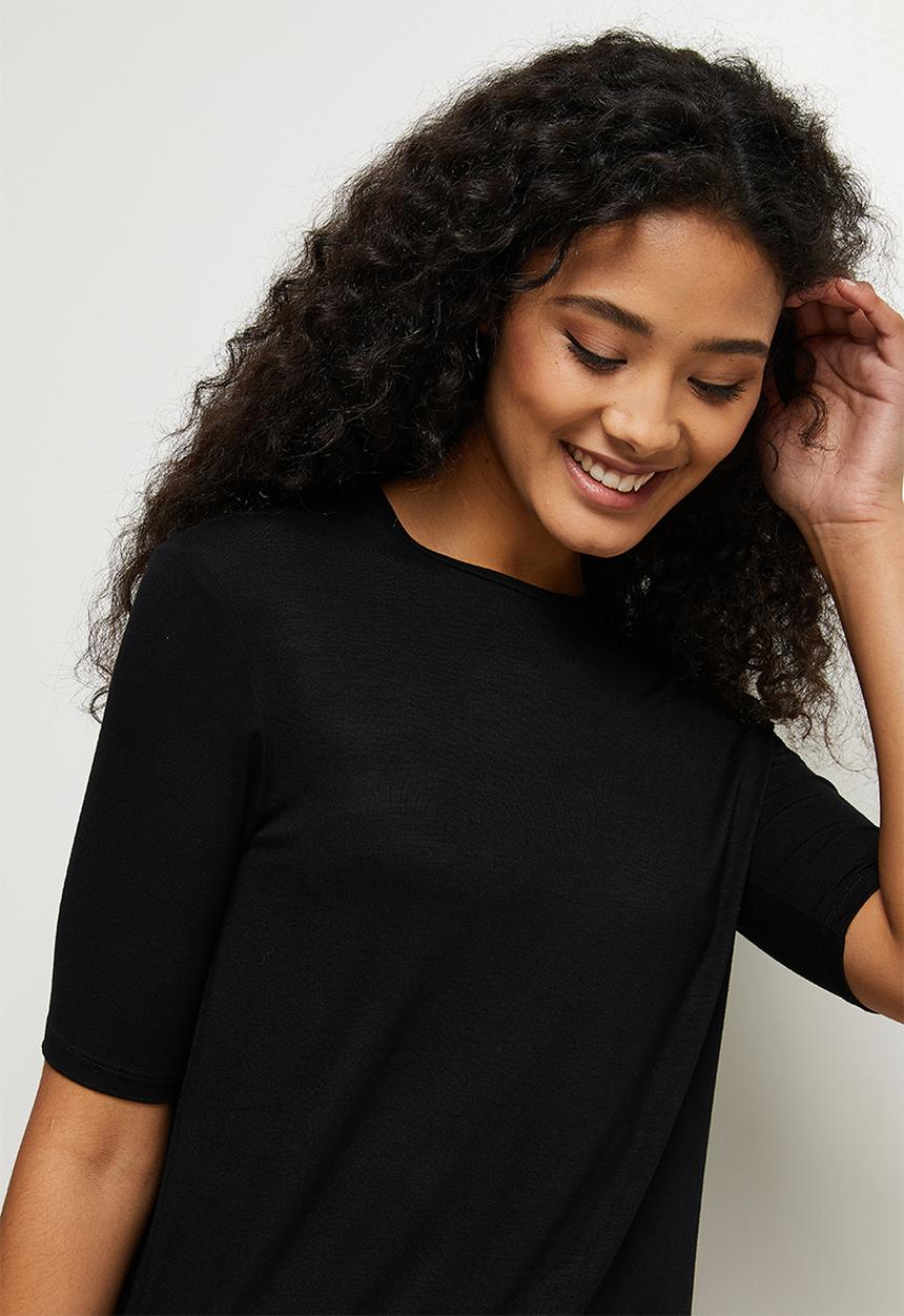 edit - Longline deep slit tee - black