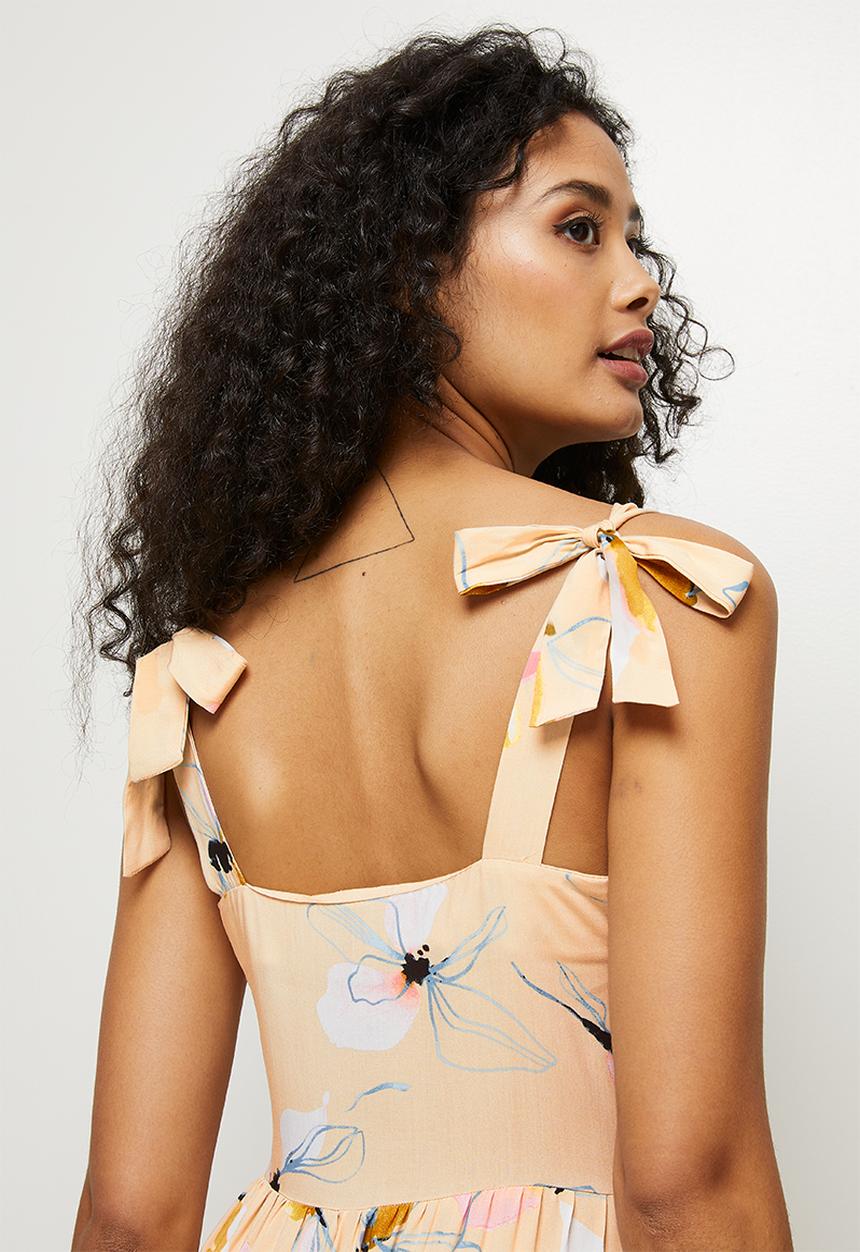 edit - Bow detail tiered maxi - natural