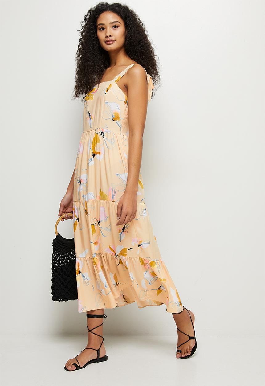edit - Bow detail tiered maxi - natural