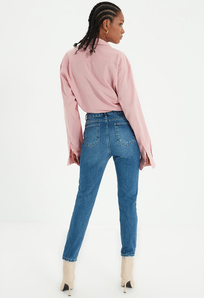 Trendyol - High waist mom jeans - blue