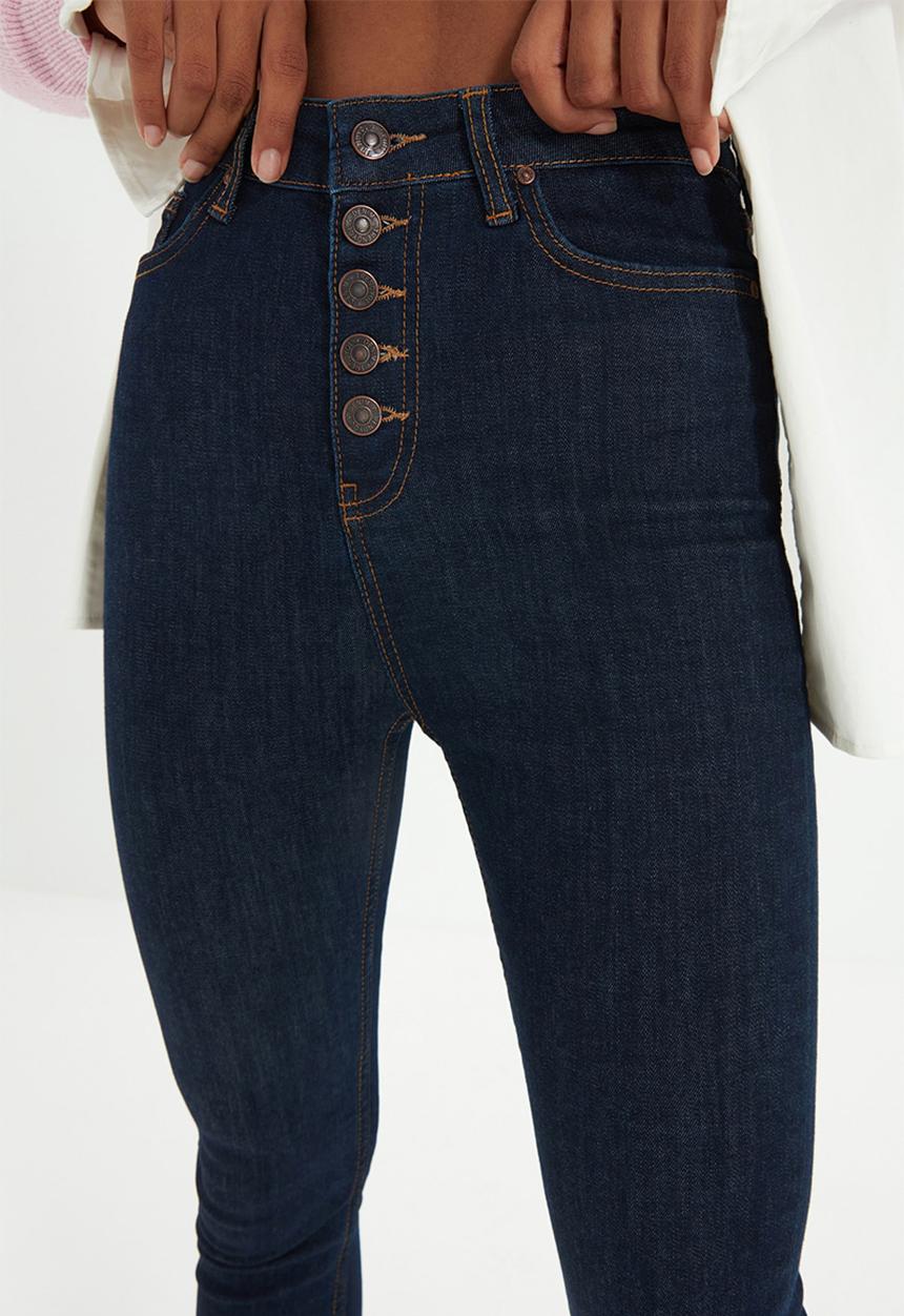 Trendyol - Front button high waist skinny jeans - navy