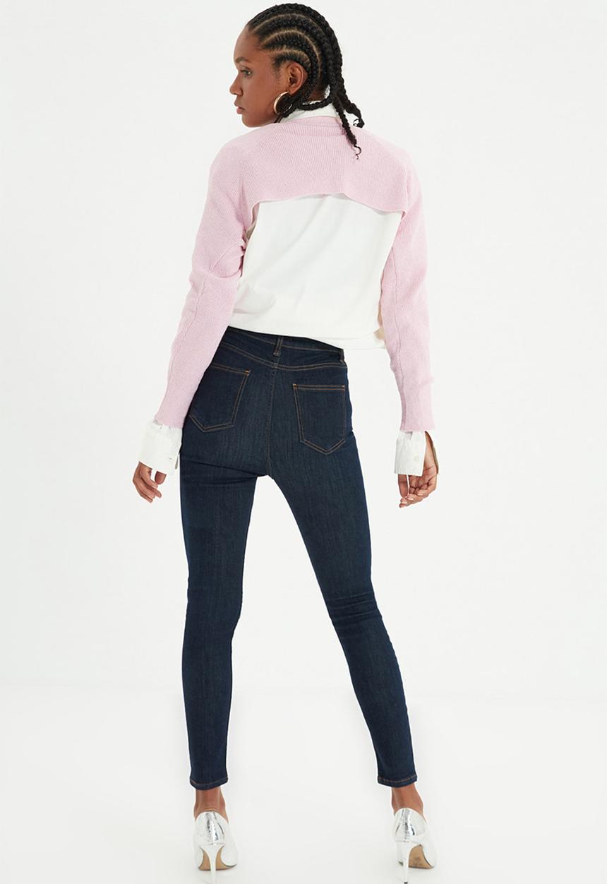 Trendyol - Front button high waist skinny jeans - navy