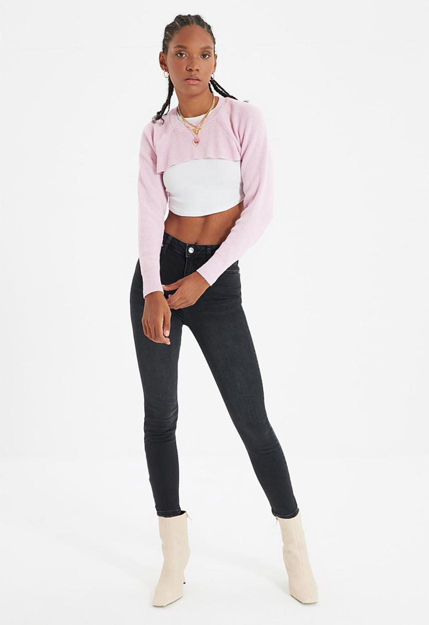 Trendyol - Regular waist skinny jeans - black