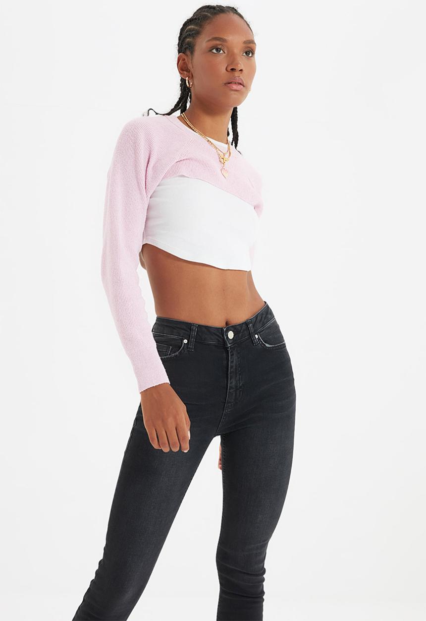 Trendyol - Regular waist skinny jeans - black