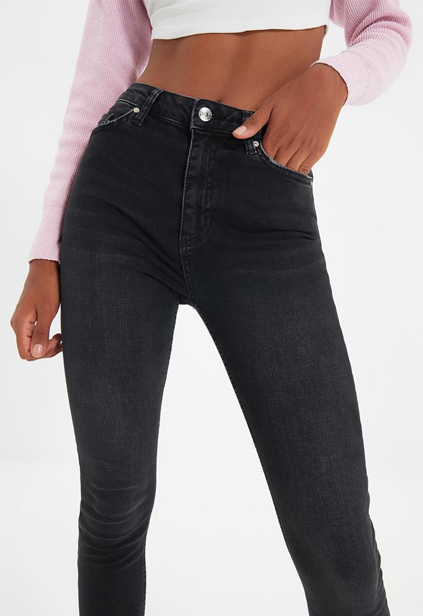 Trendyol - Regular waist skinny jeans - black