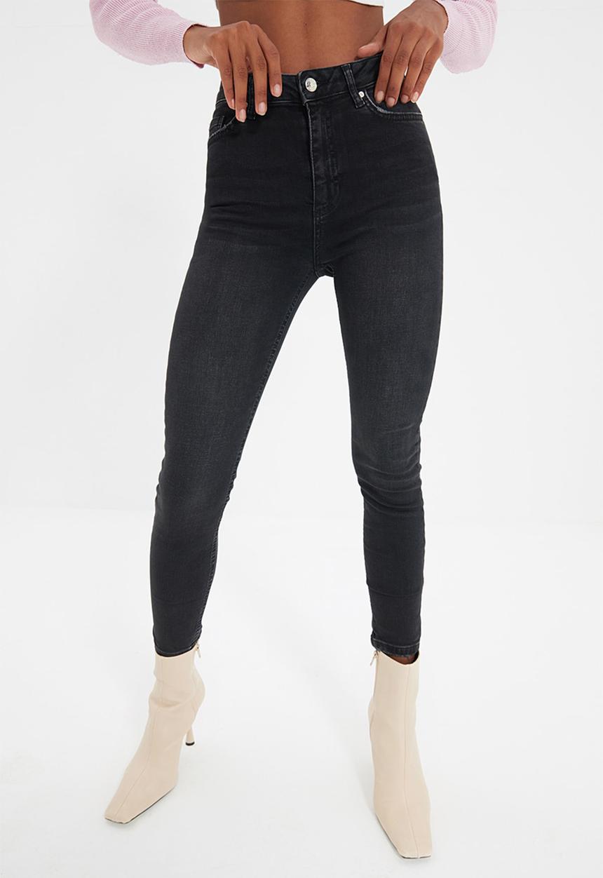Trendyol - Regular waist skinny jeans - black