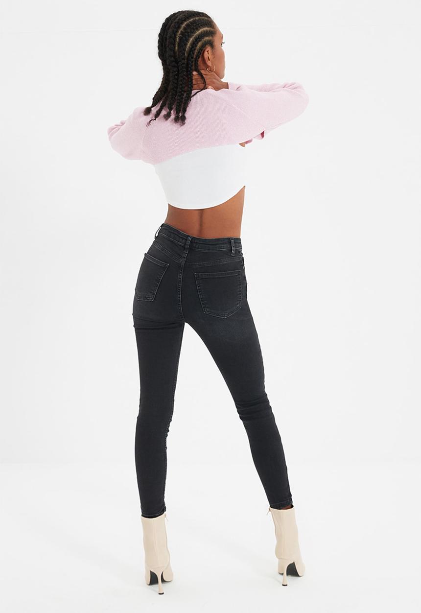 Trendyol - Regular waist skinny jeans - black